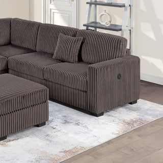 Upholstered L - Shaped 4 Piece Sectional Set With USB, Cocktail Ottoman
