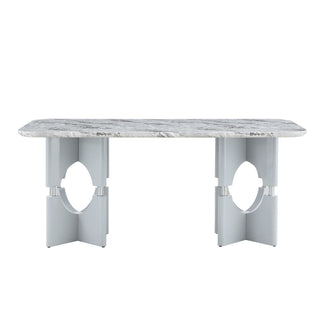 Modern Dining Table With Sleek Hollow-Out Frame And Accents