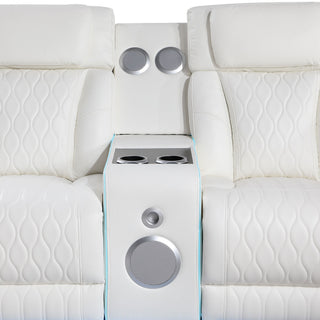 Electra - Power Recliner Sectional Sofa With Power Headrests, Console Loveseats, Wedge, LED Light Strip, Speakers