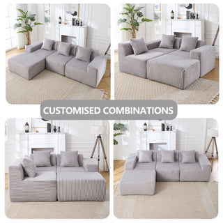 L - Shape Modern Minimalist Modular Sectional Sofa, Upholstered Cloud Couch With Deep Seats