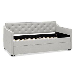 Daybed With Pop Up Trundle And USB Charging Armrest