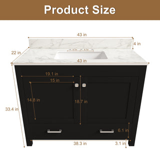 Bathroom Vanity Set, Sink And Faucet Holes Included - Black