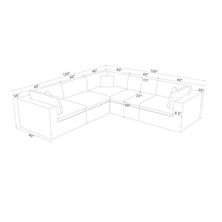 Coffee Bean Like Upholstery Full Compressed Modular Sectional With Toss Pillows - Light Gray