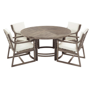 5 Piece Outdoor Dining Set, Patio Table And Chairs With Umbrella Hole