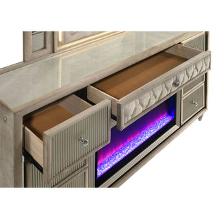 Mika - 8 Drawer LED Fireplace Dresser