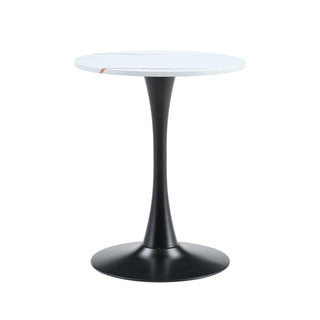 Round Dining Table With Thickened Engineered Wood Top And Metal Pedestal, 23.6" Diameter For Kitchen, Living Room, Small Spaces