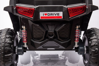 12V7A*1 30W*4 Four-Wheel Drive Seat One Button Start, Forward And Backward, High And Low Speed, Music, Front Light, Power Display, Two Doors Can Open, 2.4G R / C, Seat Belt Four Wheel Absorber