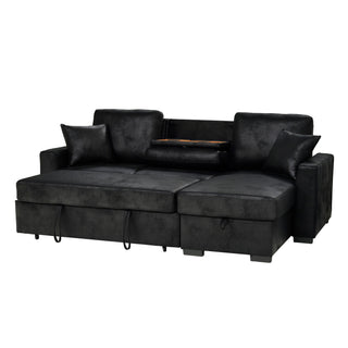 Upholstered Sectional With Pull-Out Bed And Chaise Storage