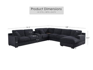 Celine - Fabric Corner Sectional Sofa With Right-Facing Chaise, Cupholders, And Charging Ports