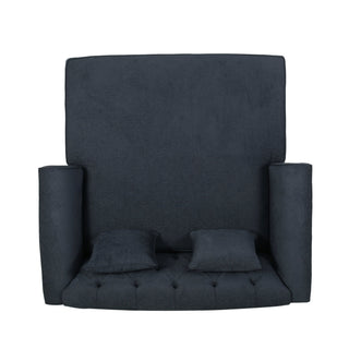 Upholstered Chaise Lounge With Scroll Arms, Turned Legs And 2 Pillows