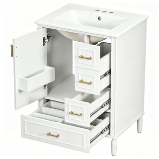 Modern Bathroom Vanity With Sink, Soft Close Doors, 3 Drawers