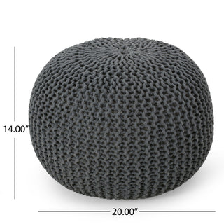 Bordeaux - Knitted Round Pouf, Versatile Ottoman And Floor Cushion