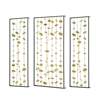 Metal Decorative Wall Art With Frame, Wall Decor For Living Room (Set of 3) - Gold