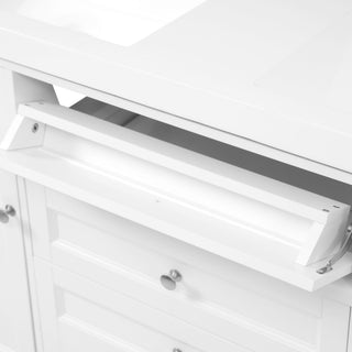 Bathroom Vanity With Double Sink, 3 Drawers, 2 Doors, Adjustable Shelves, Freestanding - White