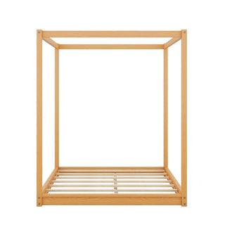 Wood Canopy Platform Bed With Support Legs And Airflow Slats