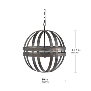 4 Light Galvanized Chandelier, Hanging Light Fixture With Adjustable Chain For Kitchen, Bulb Not Included - Gray