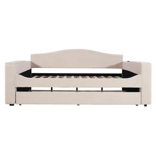 Upholstered Daybed With Storage Armrests, Trundle And Latest Integrated tooth Audio System