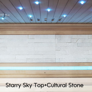Luxury Double Far Infrared Sauna Room With Epoxy Heating Plates And Starry Sky Lighting - Black / Natural