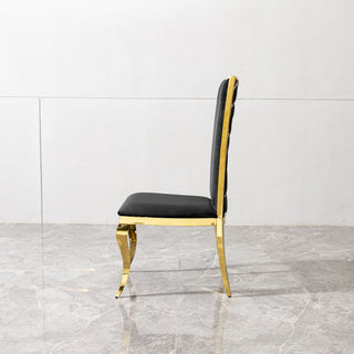 Dining Chair (Set of 2) With Unique Backrest Stainless Steel Legs - Gold