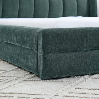 Modern Upholstered Bed Frame With Thick Fabric And Headboard