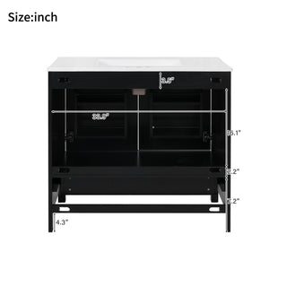 Bathroom Vanity With Sink, Soft Close Doors, Double Shelves & Divided Drawer