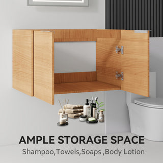 Floating Bathroom Vanity Cabinet & Soft Close Double Doors, Spacious Interior Storage, Wall Mounted, Cabinet Only
