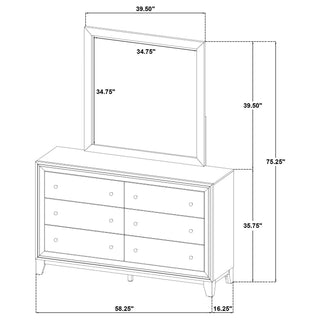 Anza - 6 Drawer Dresser With Mirro - Walnut