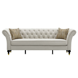 Chesterfield Sofa, 3 Seat Couch With Deep Button Tufted Back, Rolled Arms