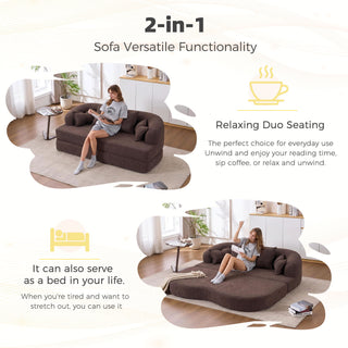 Foldable Sofa Bed, Boneless Couch Convertible Sleeper With 4 Pillows