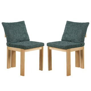 5 Piece Indoor Dining Set With Fluted Table Upholstered Chairs - Green / Natural