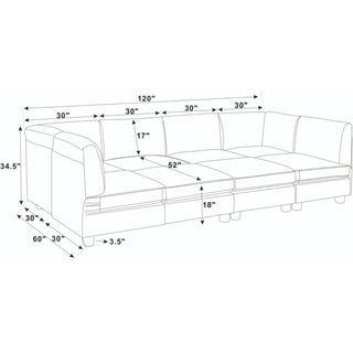 Upholstered Modular Sectional, Customizable Layout, Removable Cushions - Black