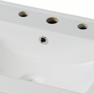 Modern Bathroom Vanity With Ceramic Sink, Tempered Blurred Glass Doors