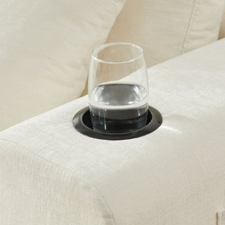 L - Shaped Sectional Sofa With Cup Holders & Side Pockets