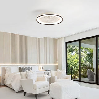 RGB Dimmable LED Bladeless Ceiling Fan With Remote Control, Flush Mount - White