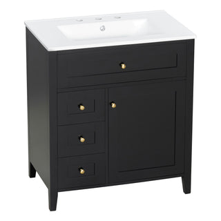 Modern Bathroom Vanity With Sink, 3 Drawers And Adjustable Shelf