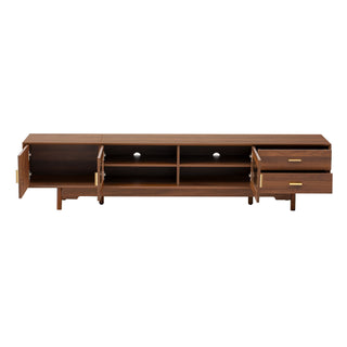 Modern TV Stand With Fluted Glass Doors & 2 Drawers
