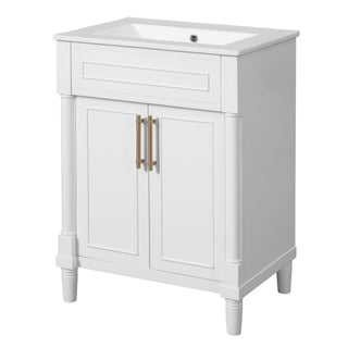 Bathroom Vanity With Integrated Sink, 2 Door Cabinet, Single Sink For Small To Medium Bathrooms