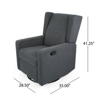 Landau Contemporary Fabric Upholstered Swivel Recliner