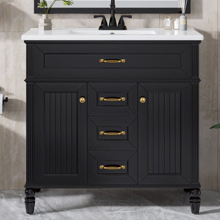 Modern Freestanding Bathroom Vanity With Sink, Cabinet, Soft-Close Drawers, Tip-Out Tray