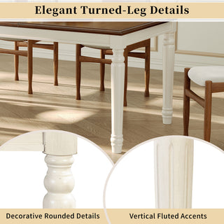 Rectangular Dining Table With Framed Top And Turned Legs - Natural