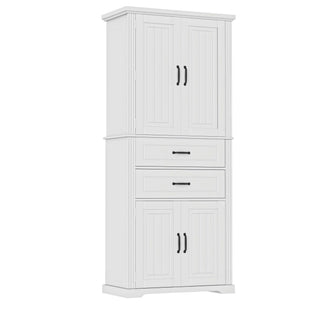 Storage Cabinet With Adjustable Shelves, 2 Drawers, Doors