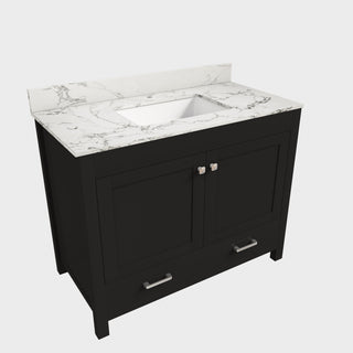 Bathroom Vanity Set, Fluted Cabinet, Soft Close Doors & Drawers, Single Faucet Hole, Sink Included - Black