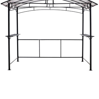 Grill Gazebo 8X5Ft, Outdoor Patio Canopy, Bbq Shelter With Steel Hardtop And Side Shelves - Black
