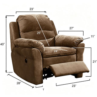 Electric Recliner Chair With USB Port And Gentle Lumbar Massage - Brown
