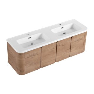 Wall Mounted Bathroom Vanity With Sink, 3 Soft Close Doors