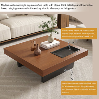 Square Floating Coffee Table For Living Room - Dark Walnut