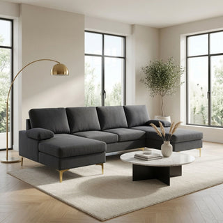 U - Shaped Sectional Sofa With Double Chaise