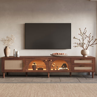 TV Stand For TVs Up To 90", Media Console With App Controlled LED Lights, 2 Drawers & Door Storage - Dark Brown