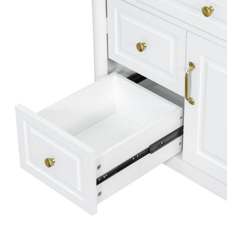 Freestanding Bathroom Vanity With Sink, Adjustable Shelf, Flip Drawer