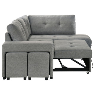 Atkinson - Sleeper Sectional Sofa With Lift Top Chaise - Gray